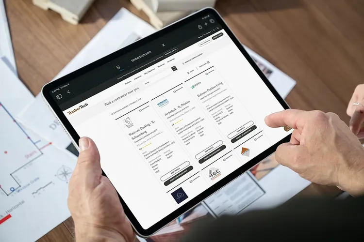 TimberTech contractor locator on a tablet