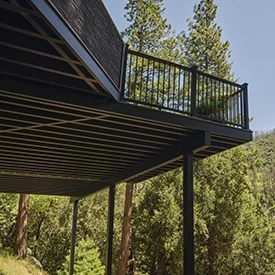 Underside of an aluminum deck substructure