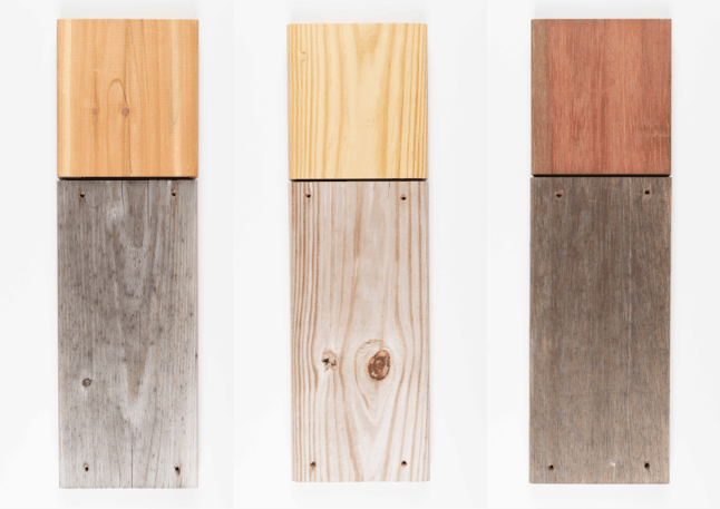 Traditional decking shows significant fading after 6 months weathering.