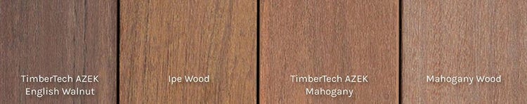 TimberTech AZEK decking and traditional wood samples in comparison