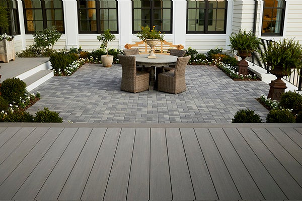 Cool deck features mixed materials decking & pavers