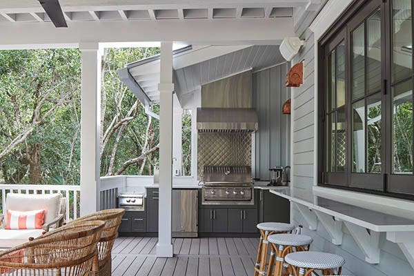Covered outdoor kitchen with grill