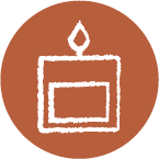 Illustration of a lit tea candle.