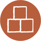 Illustration of a block stacked on 2 other blocks.