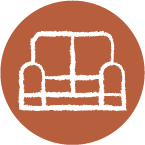 Illustrated icon of a couch.