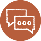 Illustrated icon of 2 message bubbles.
