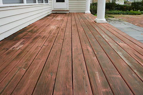 Moisture damage may indicate a DIY deck replacement