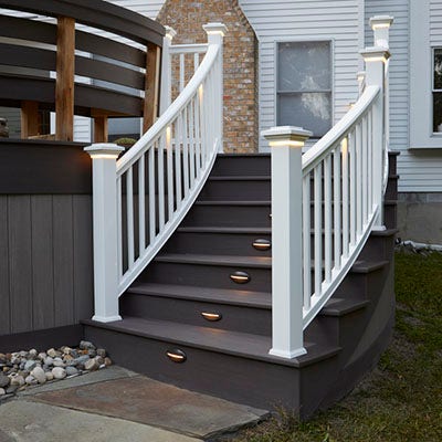 Customize your deck stairs design with deck lights