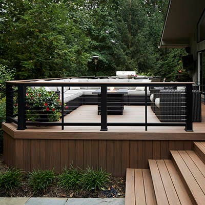 Traditional deck styles include rectangles with angled corners