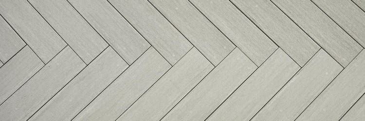 A herringbone deck close up made with narrow deck boards
