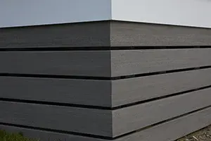 View from the corner of fascia boards on the side of a deck