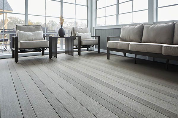 A cool contemporary aesthetic for a modern screened in porch