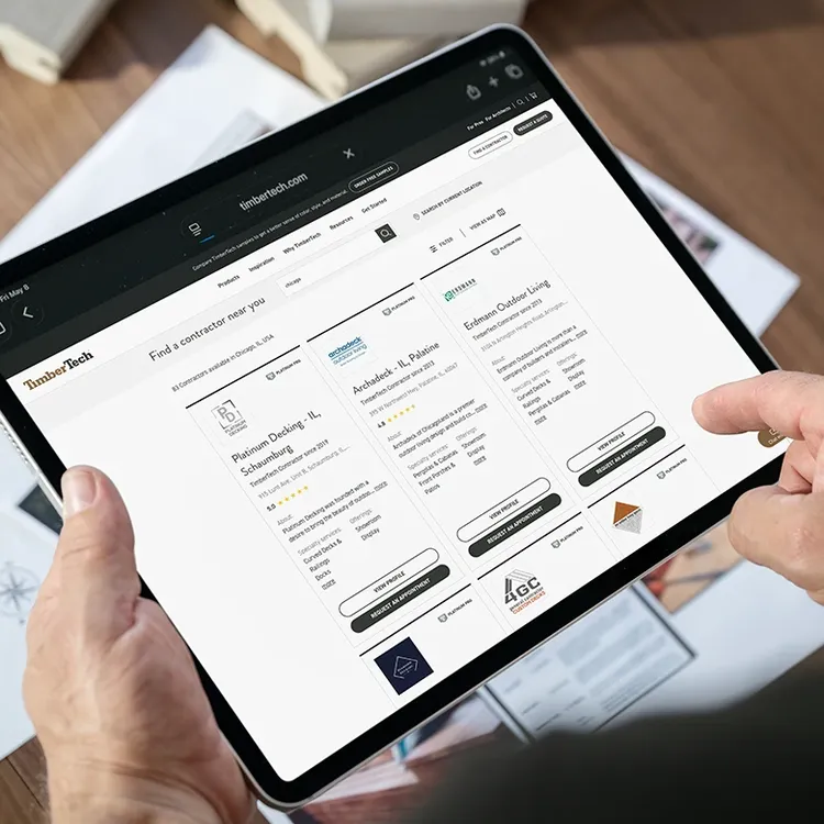 TimberTech contractor locator on a tablet