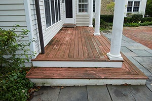 Damaged wood deck trim