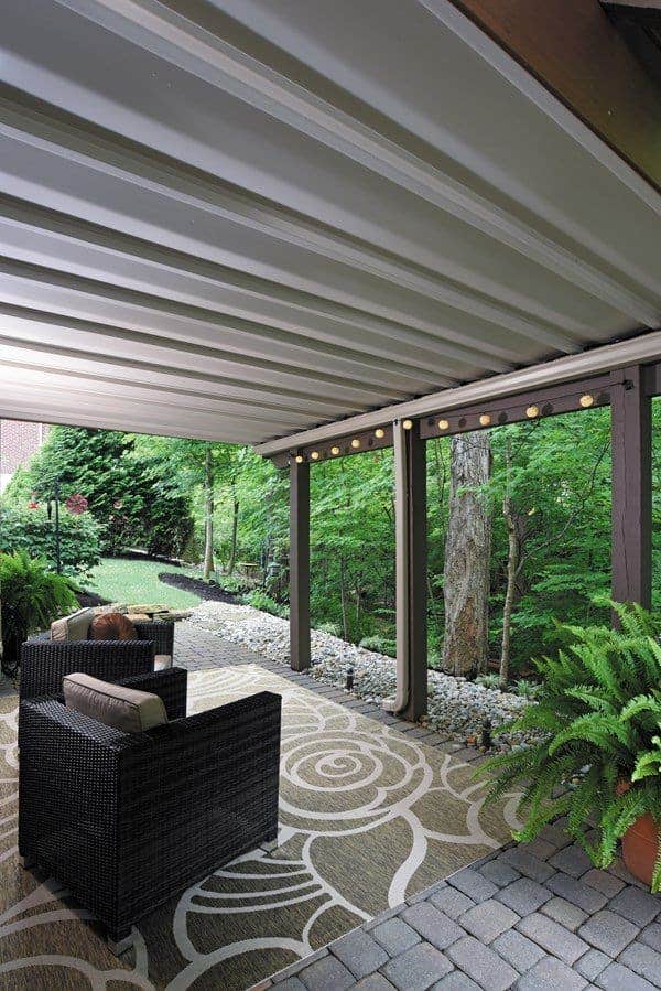 Dryspace under a deck creates an additional sitting area in the patio below