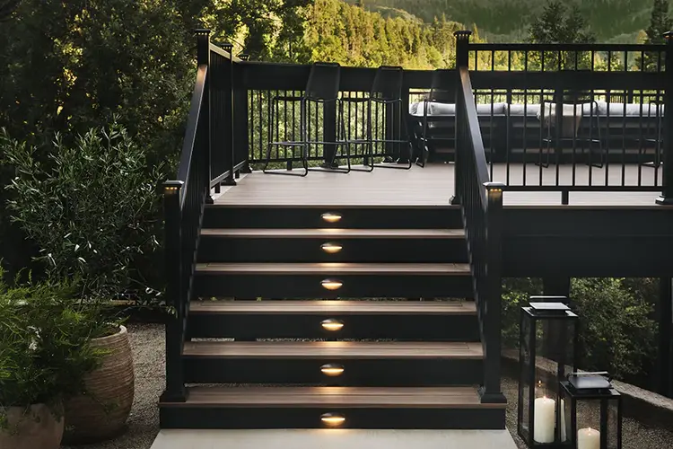 Tiffani's deck stairs are illuminated by built-in riser lights