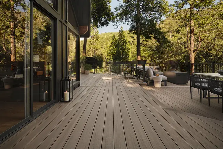 View of the deck shown parallel to the backdoor of her house