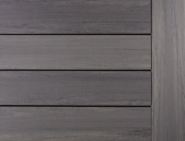 A close up view of the stormy gray decking in Castle Gate in the Landmark Collection.