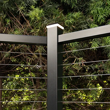 Impression Rail Express railing in black with a horizontal cable infill.