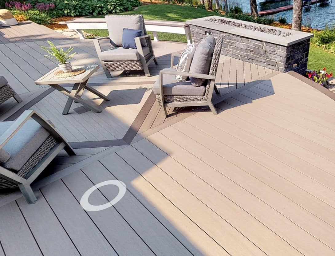 lakefront deck design curved frame board