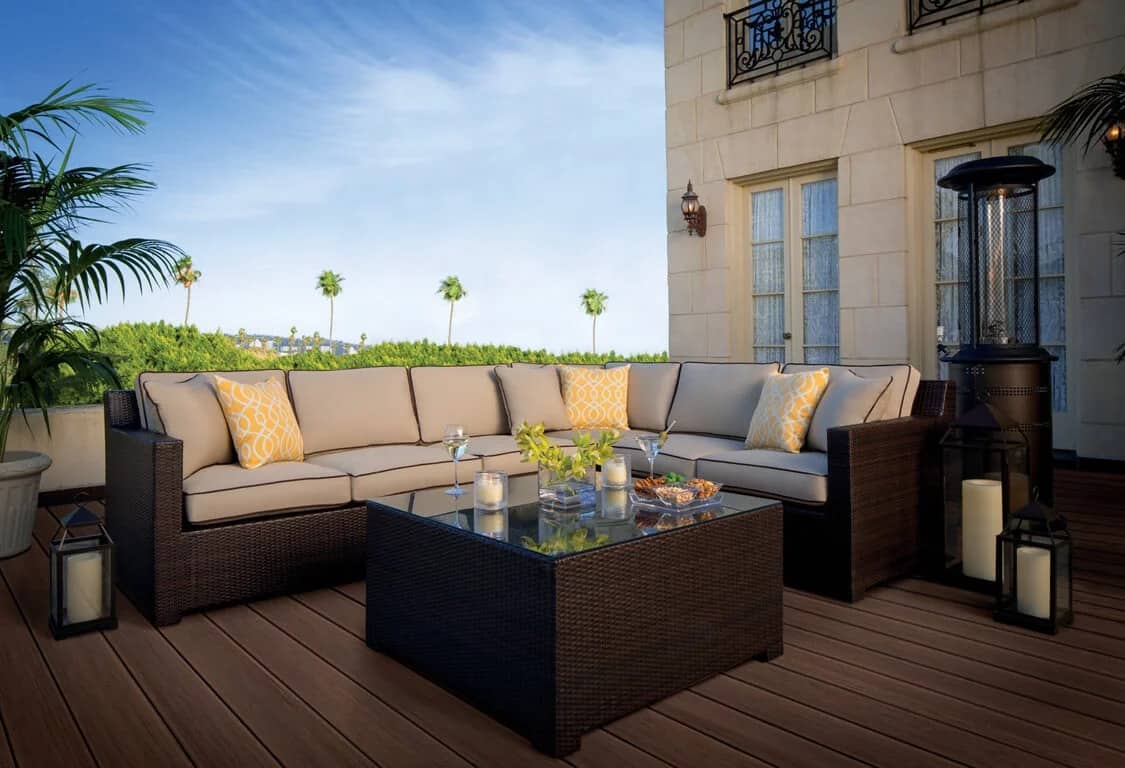 Deck Inspiration featuring TimberTech AZEK Harvest Collection in Kona with outdoor furniture