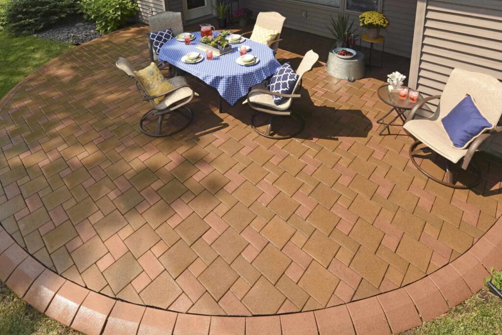 Pavers featuring TimberTech Pavers boardwalk olive resurface with dinning area