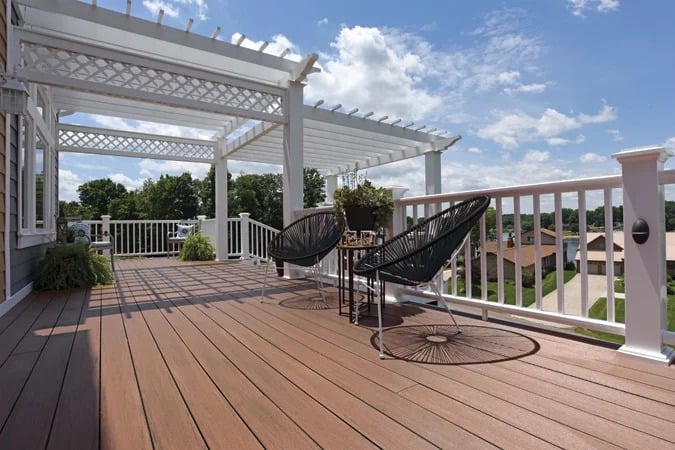 deck inspiration vintage mahogany premier white composite trim