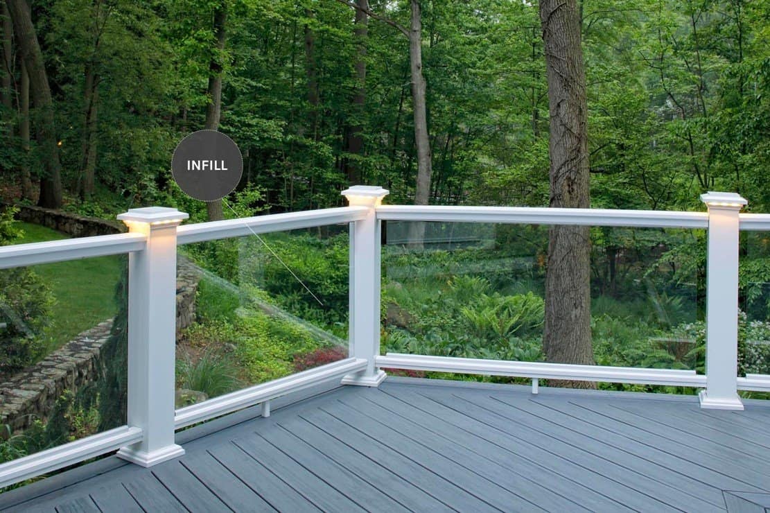 Composite railing and glass infill