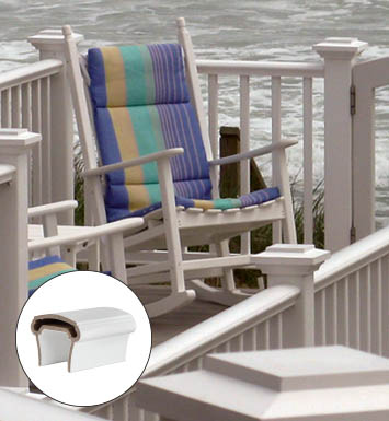 TimberTech Composite Deck Railing Trademark Rail from the Classic Composite Series in White