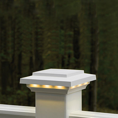 White lighted island cap deck post lights