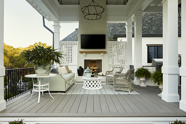 Vintage Collection in Coastline by TimberTech AZEK with outdoor entertainment center outdoor fall activities