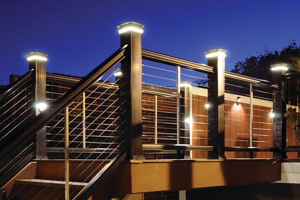 Deck Rail Lighting featuring RadianceRail in Black Cable Infill