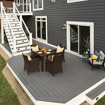 TimberTech AZEK Harvest Collection in Island Oak Rectangle Deck Angled Corner