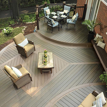 Different Styles of Decks Curved TimberTech PRO Legacy Mocha