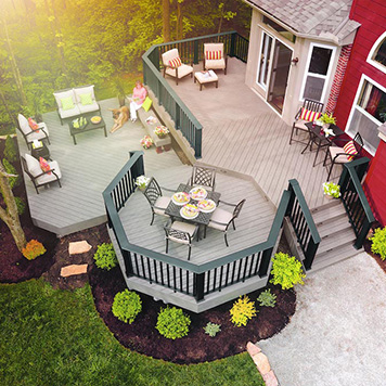 Different Styles of Decks Rectangle Octagon featuring TimberTech PRO Terrain Collection Silver Maple