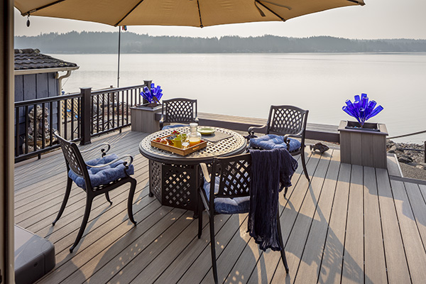 Deck Bench Ideas featuring the TimberTech AZEK Vintage Collection in Coastlie & Dark Hickory & Premier Rail