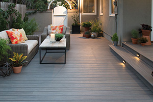 Capped composite decking featuring TimberTech PRO Legacy Collection in Ashwood