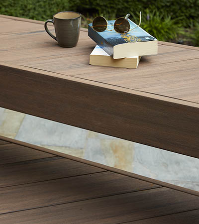 PVC deck boards in English Walnut by TimberTech