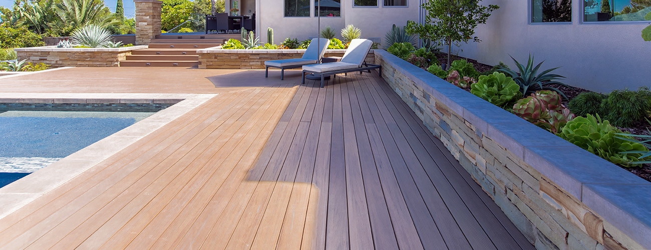 Sustainable composite decking featuring TimberTech PRO Legacy Collection in Pecan