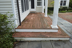 Damaged wood deck trim