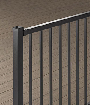 Aluminum Deck Railing Impression Rail in black