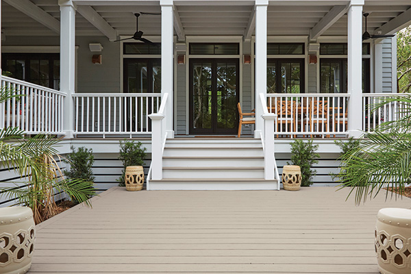 Deck renovation extend your deck featuring TimberTech AZEK Harvest Collection Slate Gray