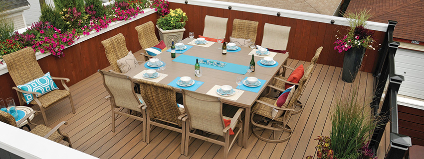 Outdoor seating over TimberTech PRO Legacy Collection capped composite decking