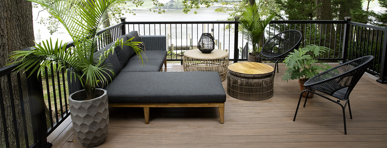 Simple Deck Ideas featuring TImberTech AZEK Vintage Collection English Walnut Cabin Deck