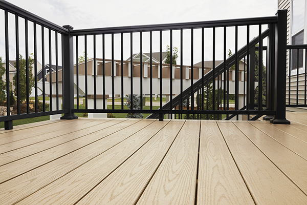 Impression Rail Express in black with TimberTech AZEK Harvest Collection Brownstone decking