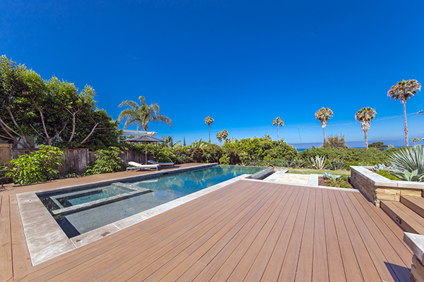 Best durable deck material TimberTech PRO Legacy Collection Pecan pool deck