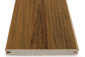 Capped composite decking top-down view of board