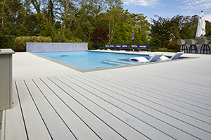 TimberTech PRO Legacy Whitewash Cedar poolside deck in West Hamptons, NY