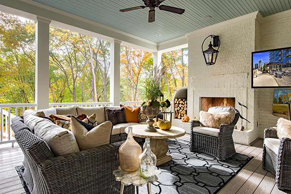 TimberTech Porch Slate Gray boards with Classic Composite Series Radiance Rail