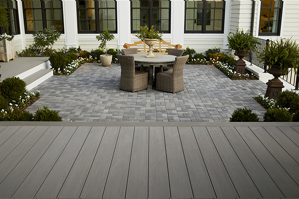 Cool deck features mixed materials decking & pavers